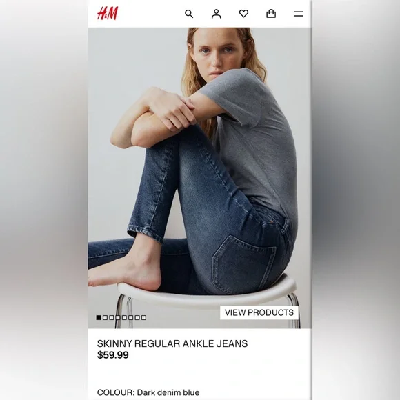 H&M Jeans Hm Dark Denim Blue Skinny Jeans Poshmark